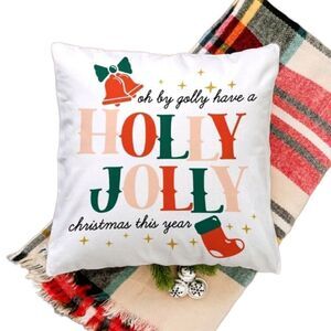 Holly Jolly Christmas Pillow Cover